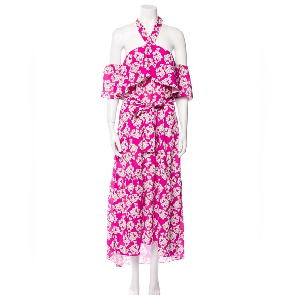 Borgo De Nor Size 6 • Pink Floral Halter Off The Shoulder Long Dress. - Picture 1 of 5